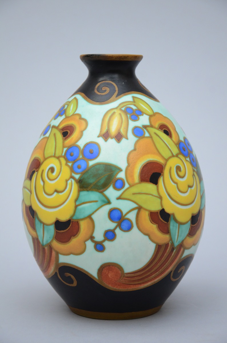 2 Art Deco vases in grËs keramis, Boch La LouviËre (1733 LD, D2232) (h22, 24cm) (*) - Image 3 of 4