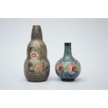 2 Art Deco vases in grËs keramis, Boch La LouviËre (399 11+ D700) (h 29&20.5cm)