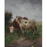 Henri Schouten: painting (o/c) 'cows' (100x80cm)