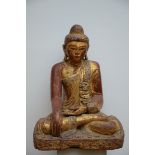 Seated Buddha in gilt-lacquered wood, Burma (h80cm) (*)