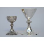 Two silver chalices (h 12.5 - 18 cm)