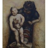 Jules Boulez: large painting (o/c) 'Mother and Child' (176x154cm)