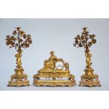 NapolÈon III clock set in gilt bronze (h57cm)(42x47x13cm)