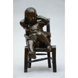 Frans Joris: bronze sculpture 'child on a chair' (64x30x41cm) (*)