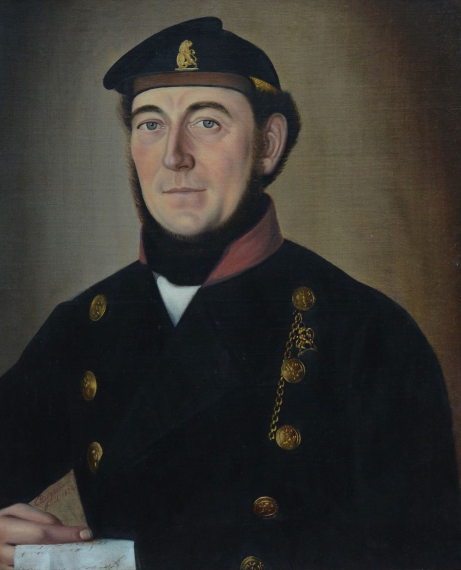 Willaert (1854): painting (o/c) 'portrait of a soldier' (74x60cm)