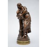 Moreau Mathurin: a bronze statue 'lady with sickle' (h55cm)