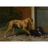 Conradijn Cunaeus 1858: painting (o/p) 'dogs' (24x34cm)