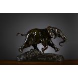 Barye Antoine Louis: bronze sculpture 'elephant' Barbedienne (14x19x9cm)