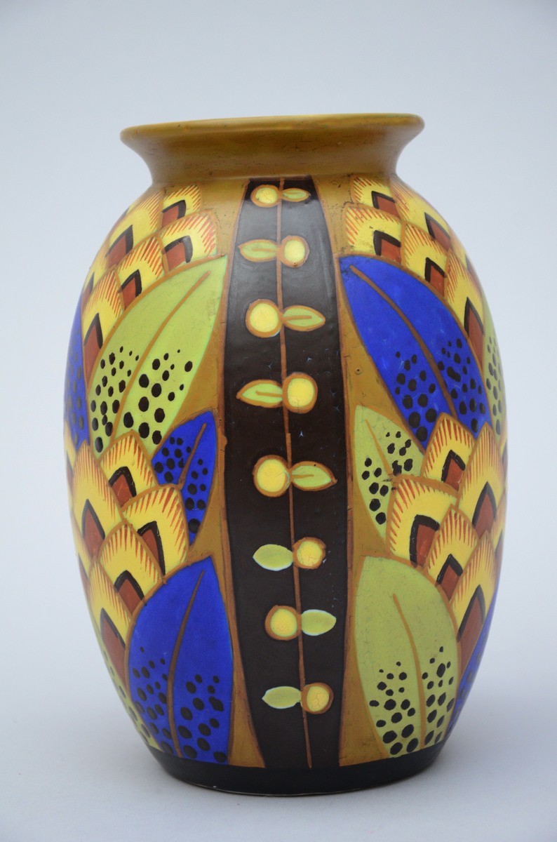 2 Art Deco vases in grËs keramis, Boch La LouviËre (1733 LD, D2232) (h22, 24cm) (*) - Image 2 of 4