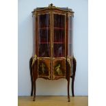 Louis XV style display case with lacquered panels (170x88x39cm)