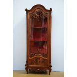 Louis XV style display case in walnut (189x73x43cm)