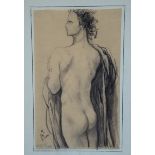 Victor Rousseau: drawing 'male nude' (22x13.5cm)