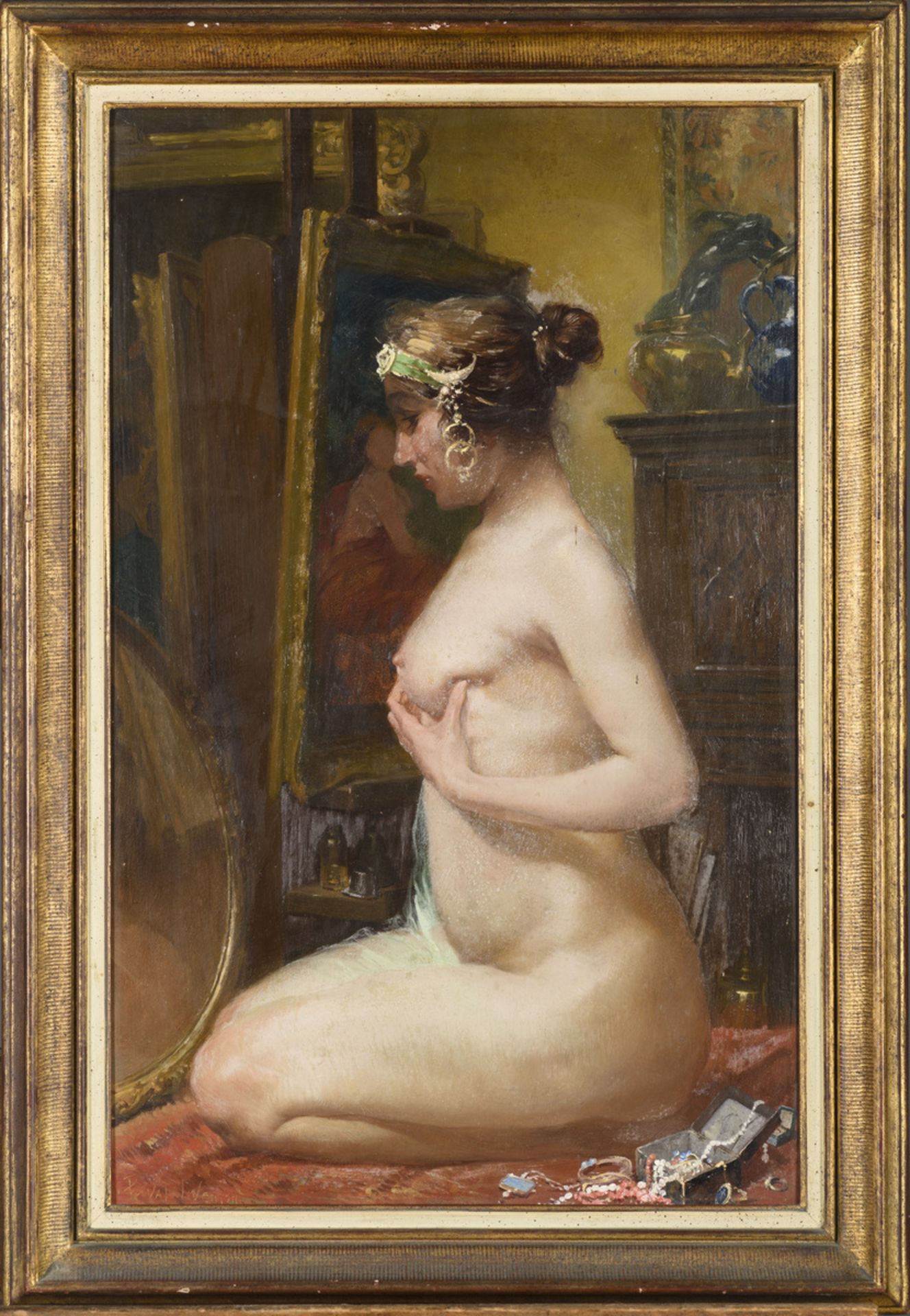 Henri Privat-Livemont: painting (o/c) 'Female nude' (38x59cm) - Image 2 of 5