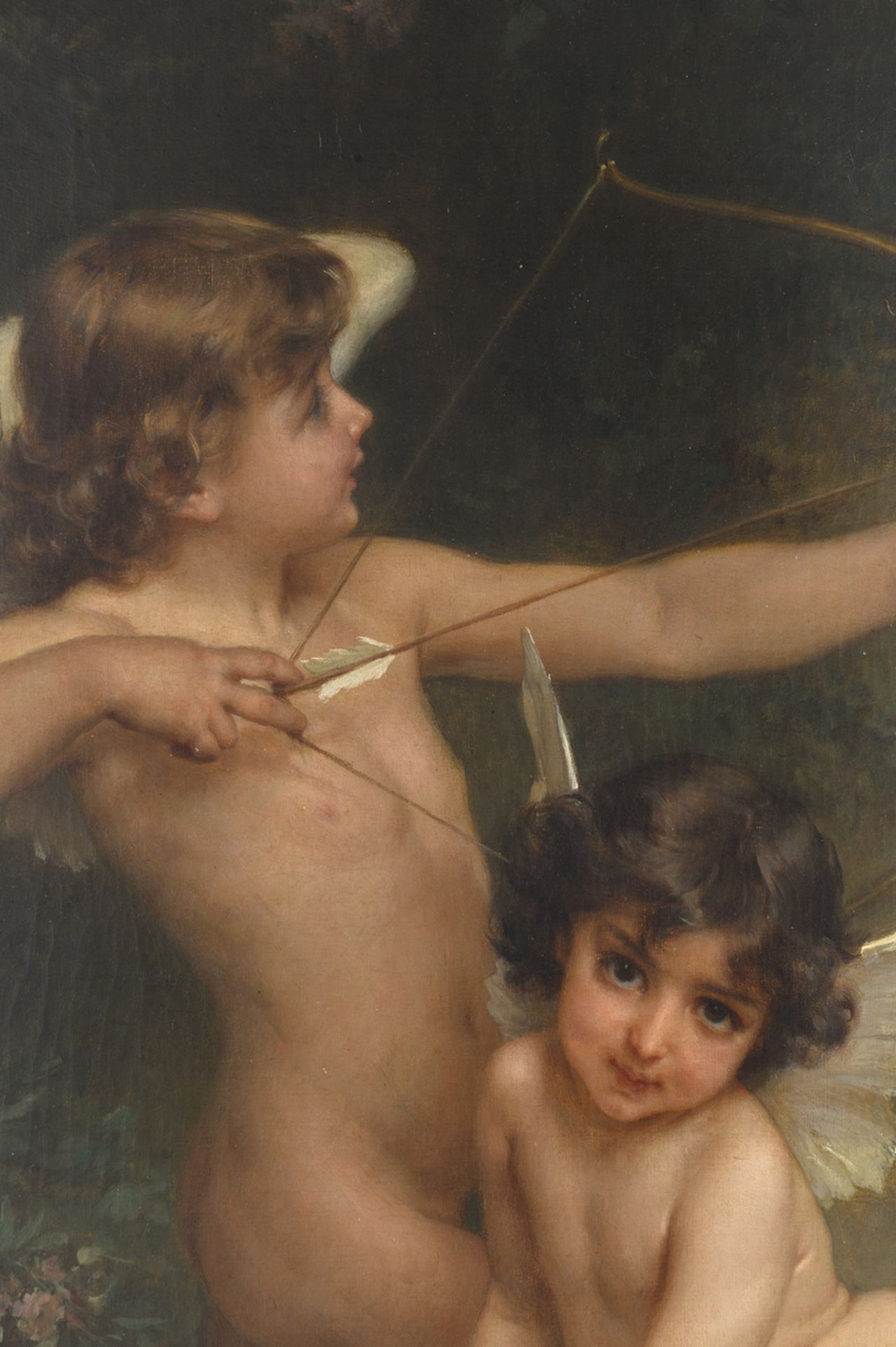 …mile Munier 1892: painting (o/c) 'deux amours' (75x55cm) - Image 3 of 7