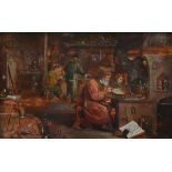 Flemish school (17th century): painting (o/p) 'the alchemist' (31x48cm) (*)