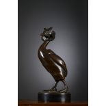 Henri Thiery: bronze sculpture 'grebe' (h31cm), Vindevogel foundry