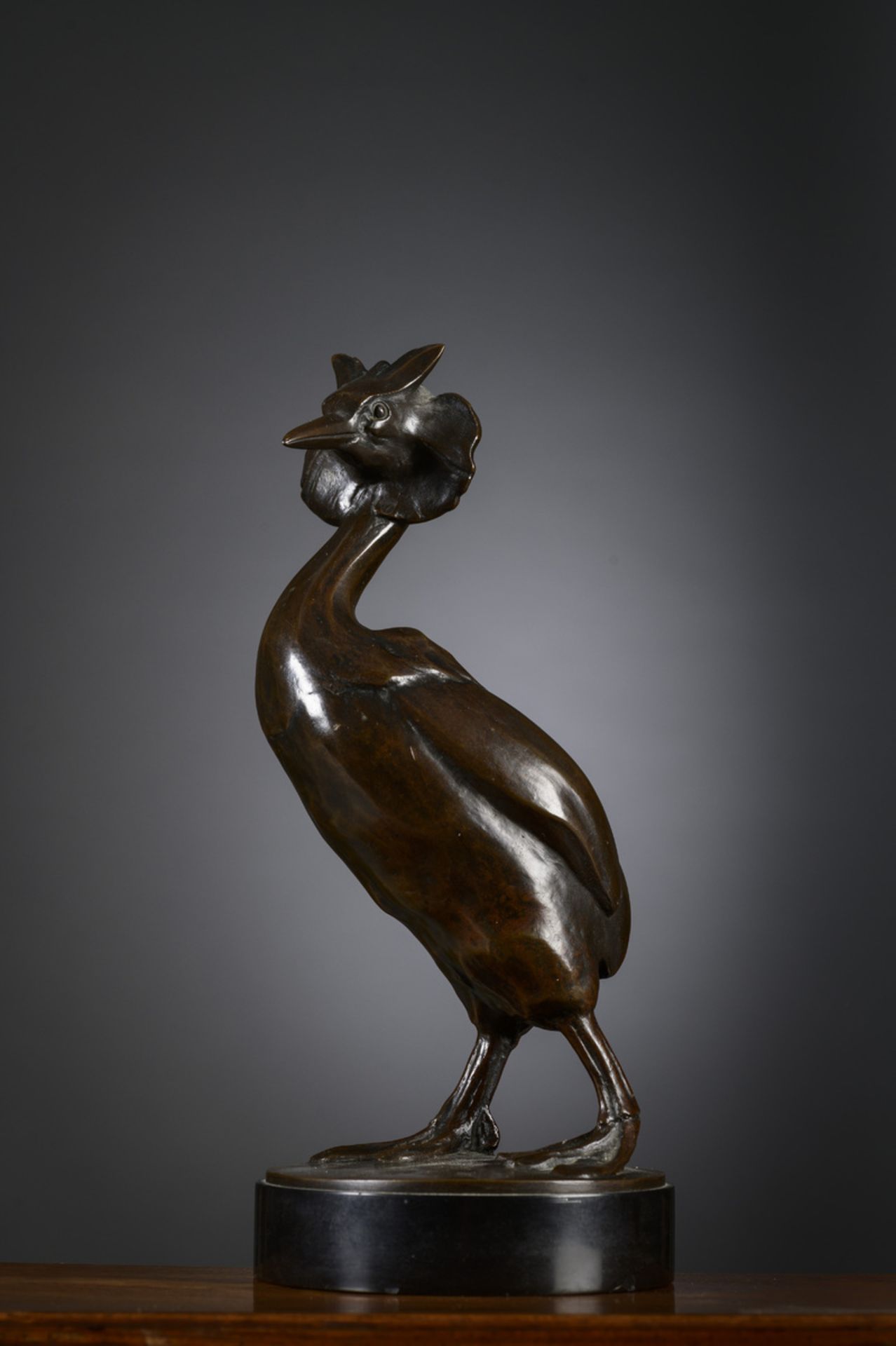 Henri Thiery: bronze sculpture 'grebe' (h31cm), Vindevogel foundry