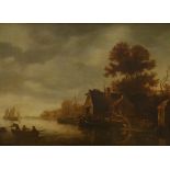 Anonymous (17th - 18th century): painting (o/p) 'river landscape' (50x69cm) (*)