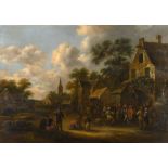 Klaes Molenaer: painting (o/p) 'village fair' (h59x80cm)