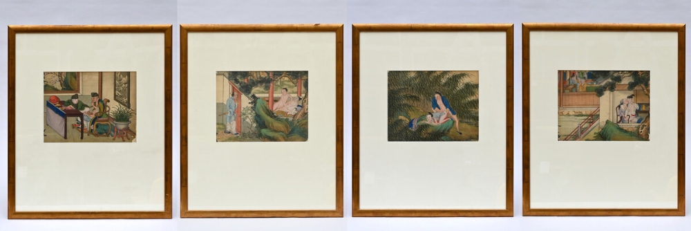 Four Chinese erotic paintings (h23.5x30cm) - Image 2 of 4