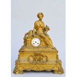 Large Louis-Philippe clock in gilded bronze, by Giteau - Palais Royal (56x46x17cm)