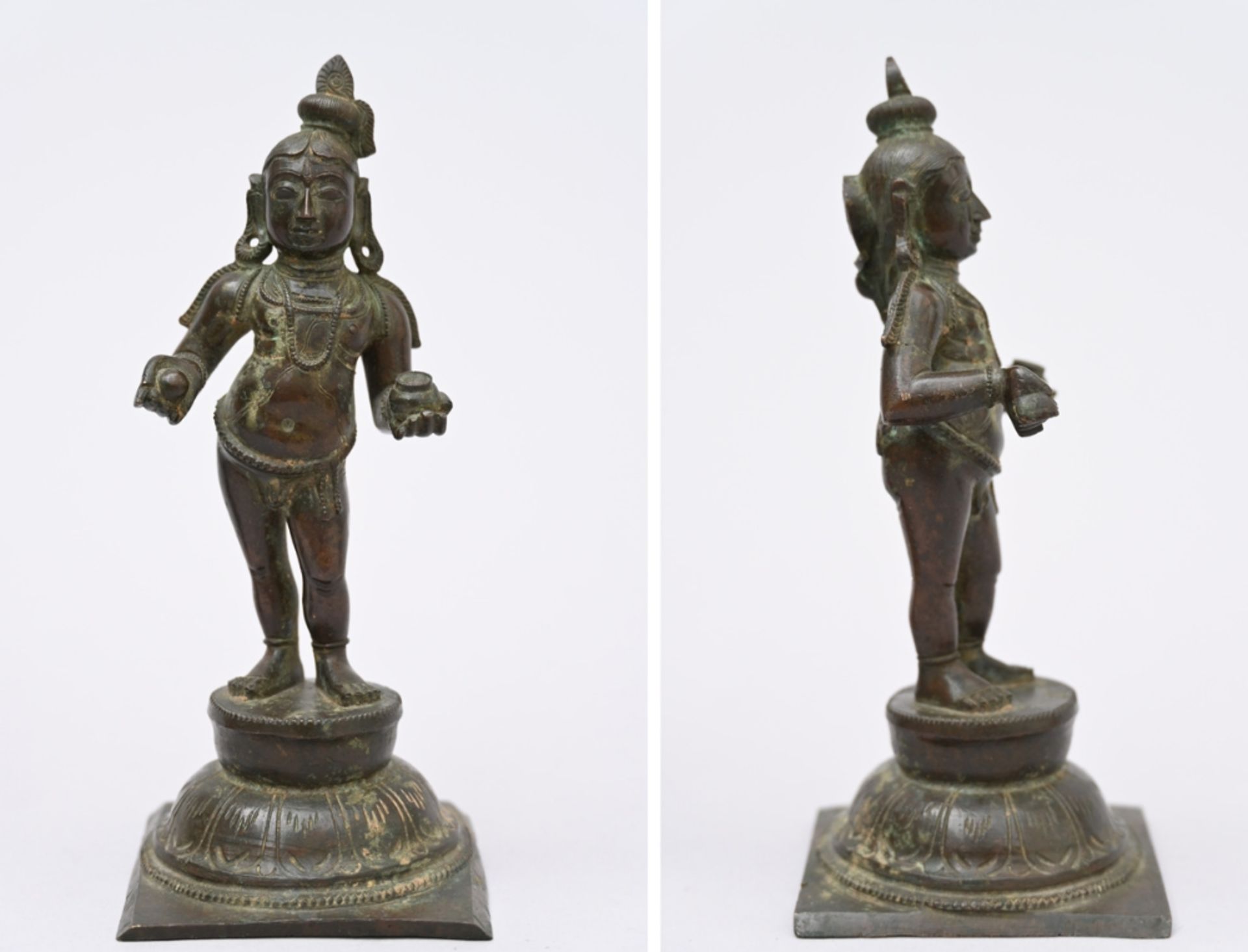 Triad of bronze sculptures with 'Krishna', India (h13 - 17cm) - Bild 3 aus 5