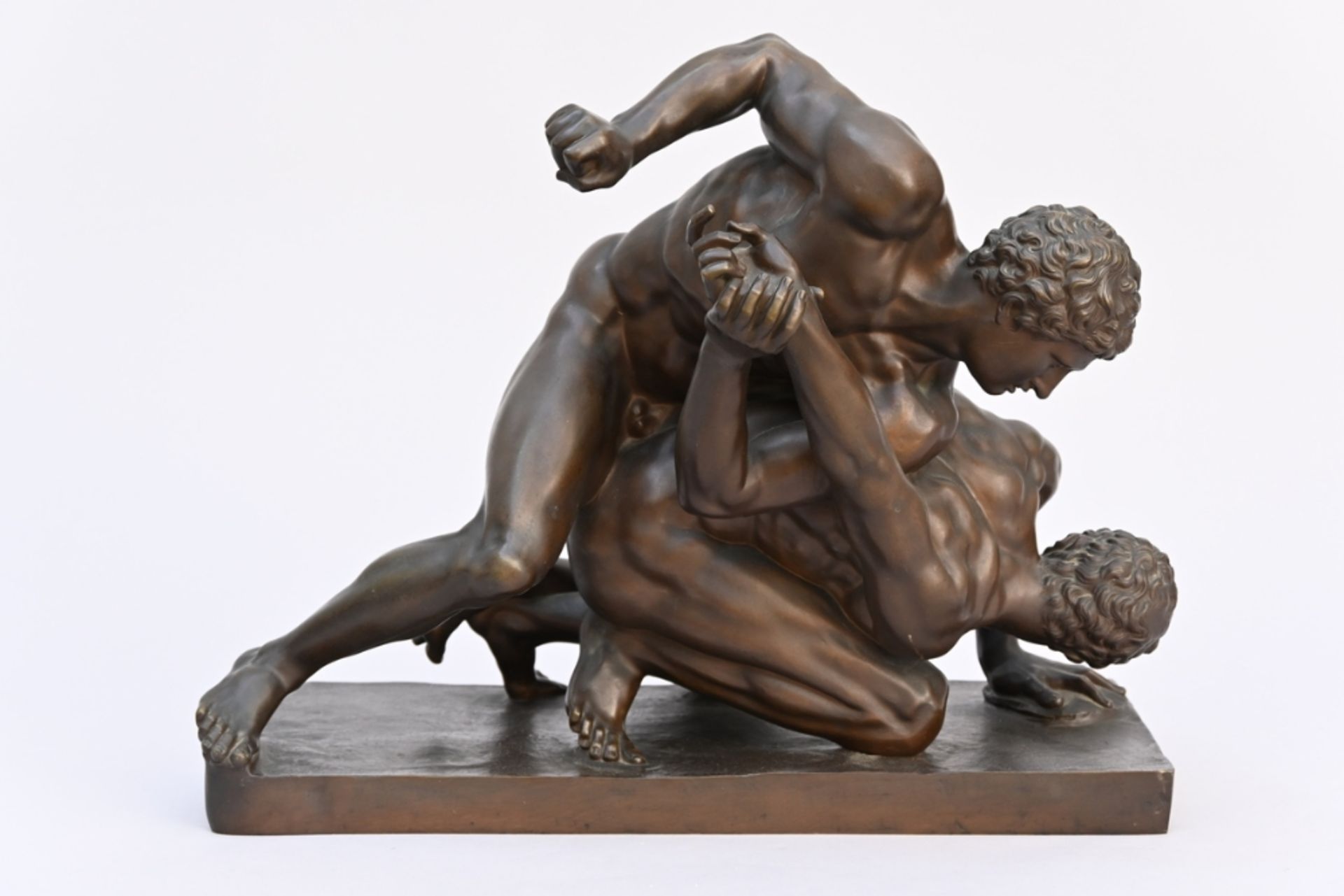 Neoclassical bronze sculpture 'wrestlers' (39x50x34cm)