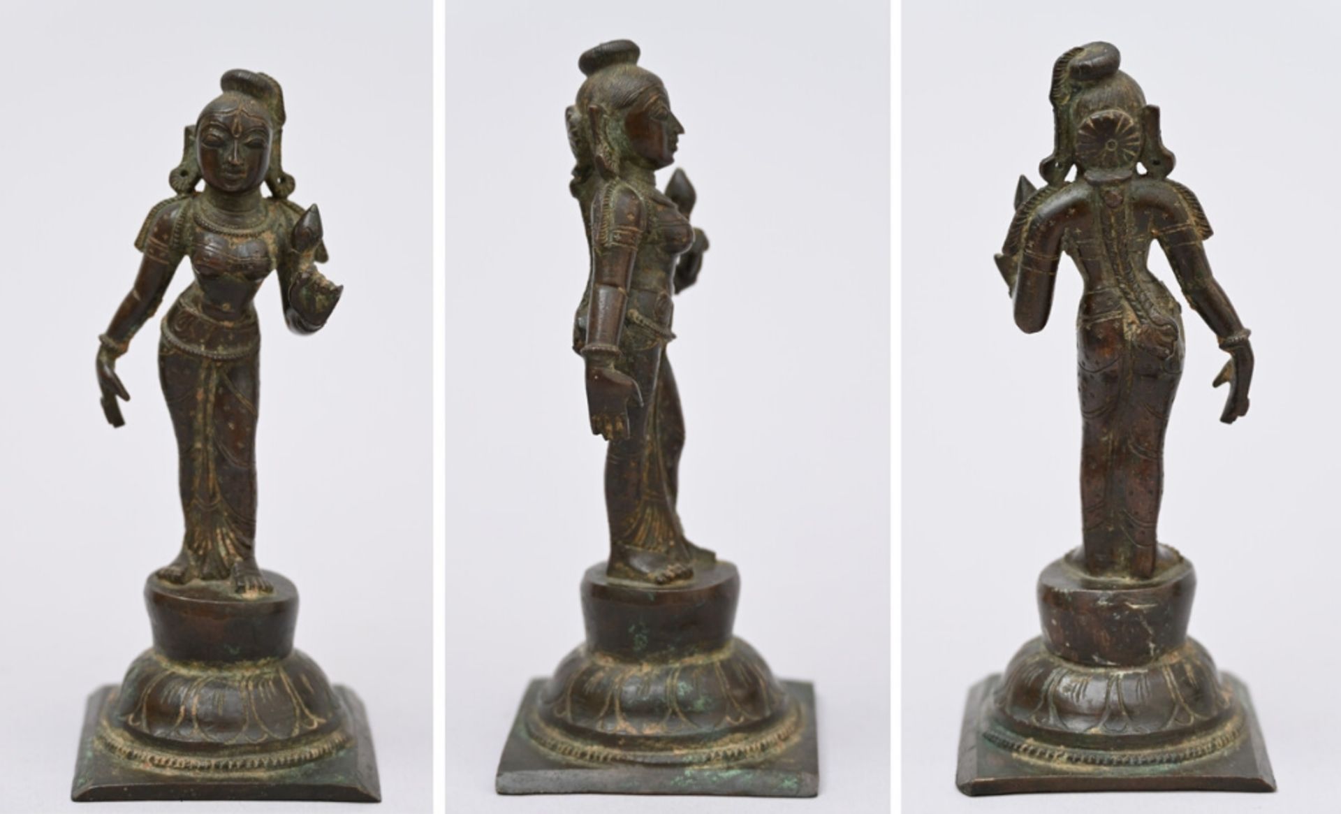 Triad of bronze sculptures with 'Krishna', India (h13 - 17cm) - Bild 4 aus 5