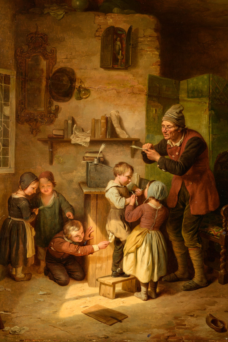 Basile De Loose: painting (o/p) 'the teacher' (58x78cm) (*) - Image 4 of 7