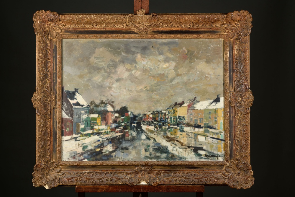 Albert Saverys: painting (o/c) 'city view' (60x80cm) (*) - Image 2 of 6