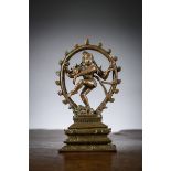 A rare Indian statue in bronze 'Shiva Nataraja', 15th-16th century (h 14.5 cm)