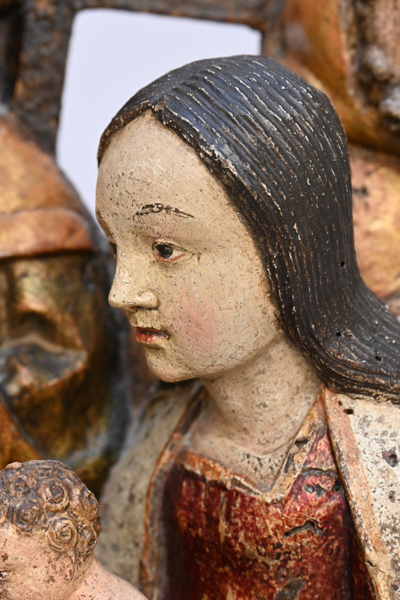 Retable in polychrome wood 'adoration of the Magi', 16th century (58x42cm) - Image 3 of 4