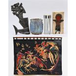 1970s: 4 pieces of ceramoc (h28 - 56 cm) + tapesty (117 x 157 cm)