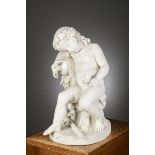 Carl Frederic Holbeck (fecit Romae 1850): a large marble statue 'Bacchus' (h72x46x53cm)