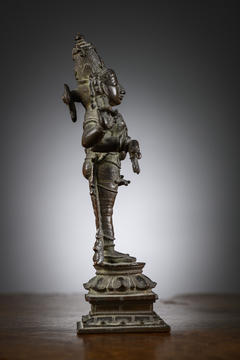 Indian statue in bronze 'Vishnu', 17th-18th century (h22.5cm) - Image 2 of 5