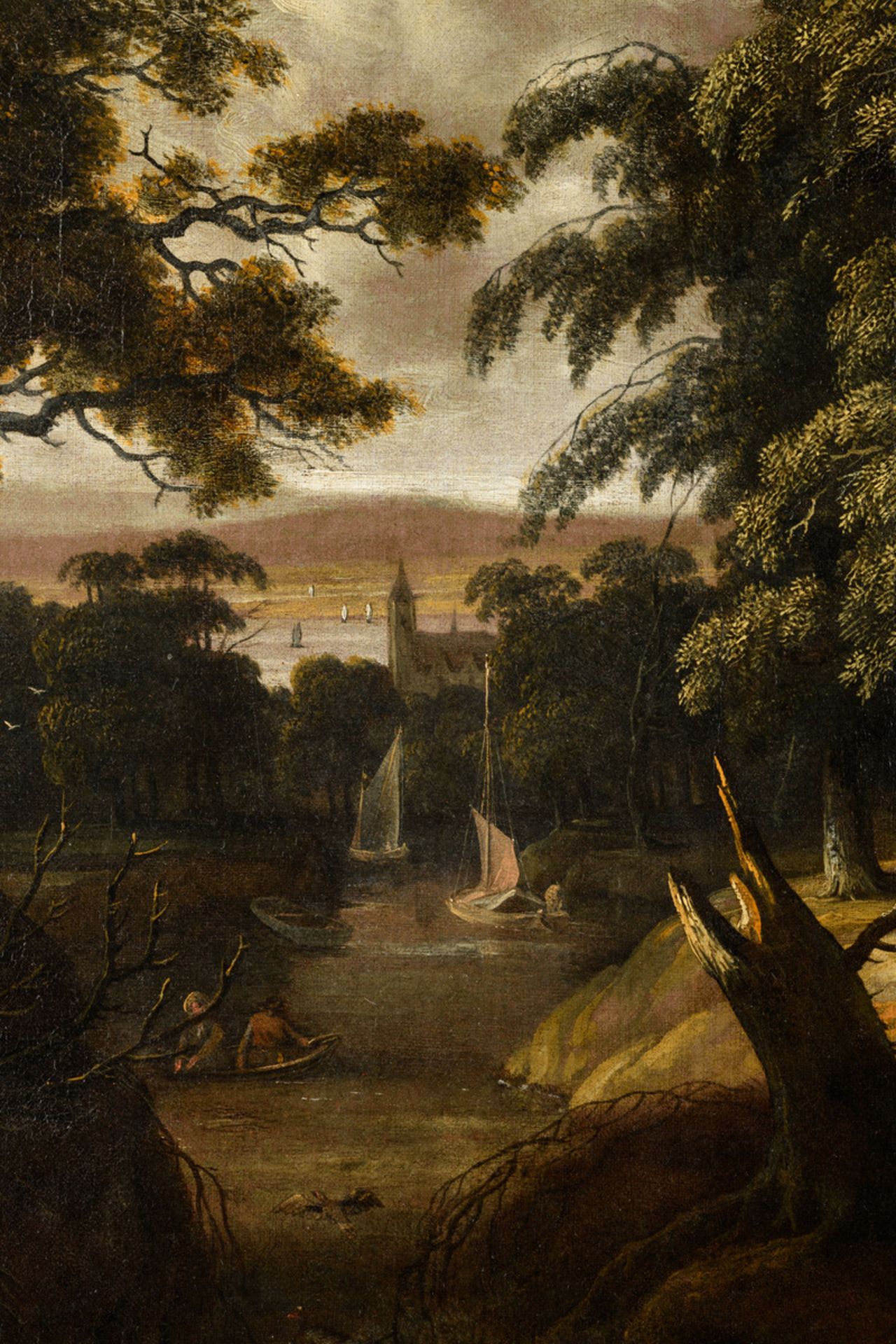 Anonymous (17th century): painting (o/c) 'animated landscape' (66x90cm) (signed Hobbema) - Image 3 of 5