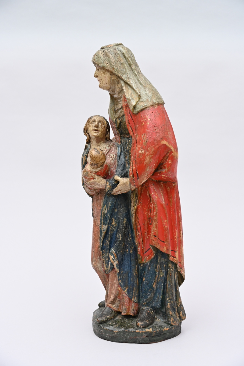 Saint Anne Trinity in polychrome wood, 16th - 17th century (h57cm) - Image 2 of 5