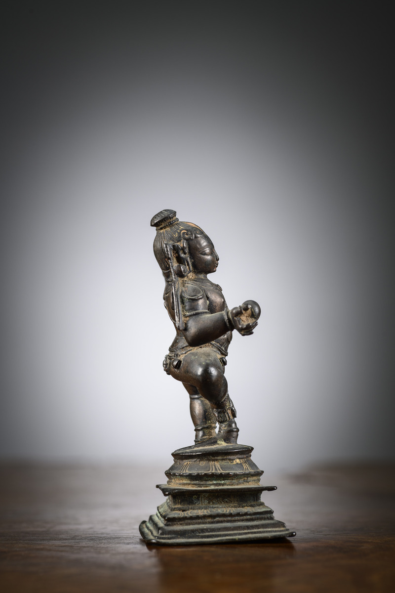 Indian statue 'dancing Krishna', 17th - 18th century (h11cm) - Image 2 of 5