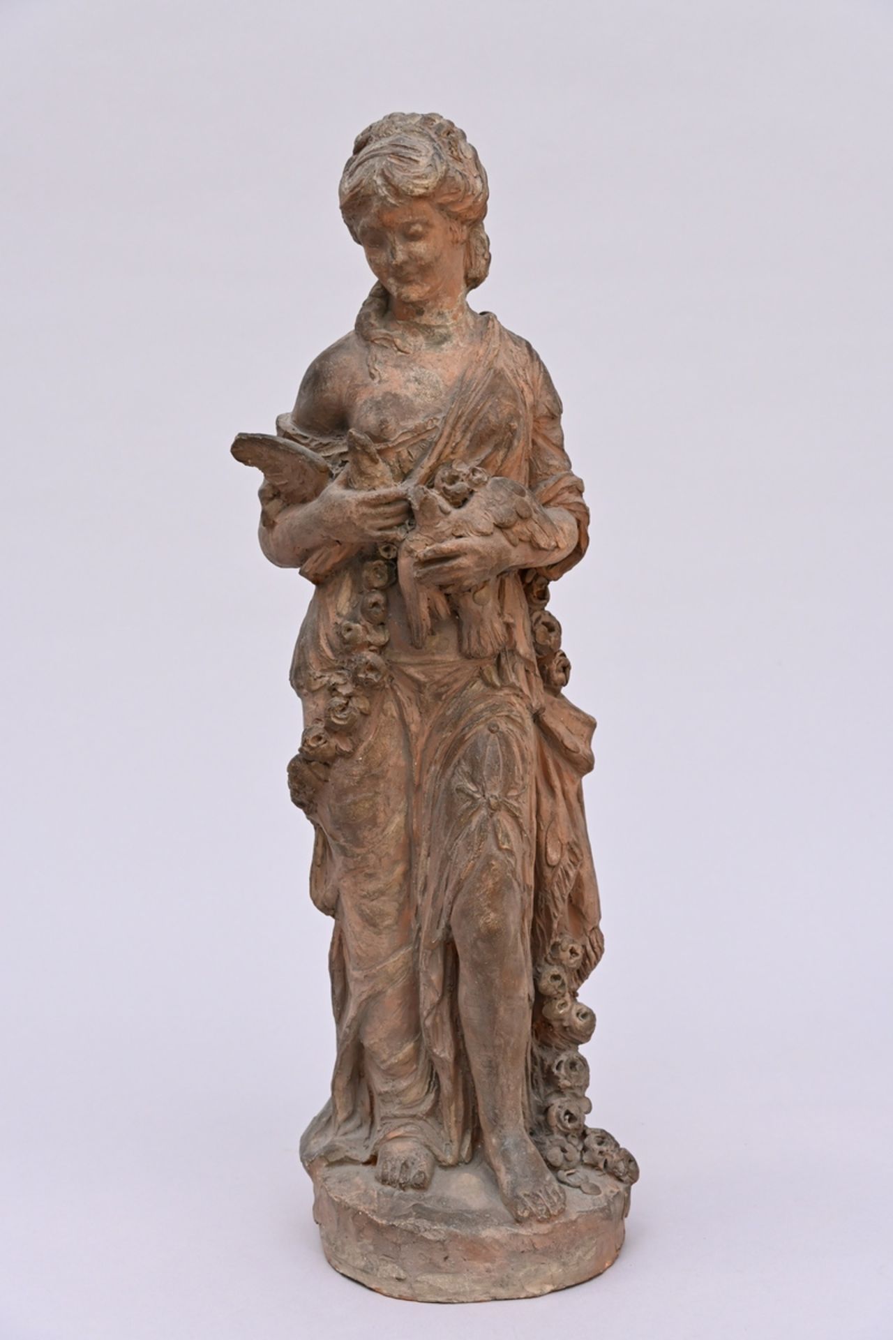 Julien (1744): sculpture in terracotta 'lady with pigeons' (h42cm) (*)