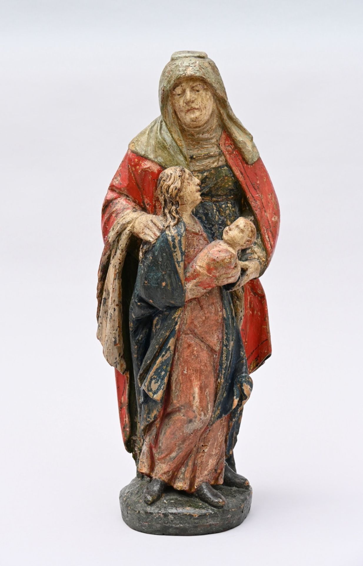 Saint Anne Trinity in polychrome wood, 16th - 17th century (h57cm)