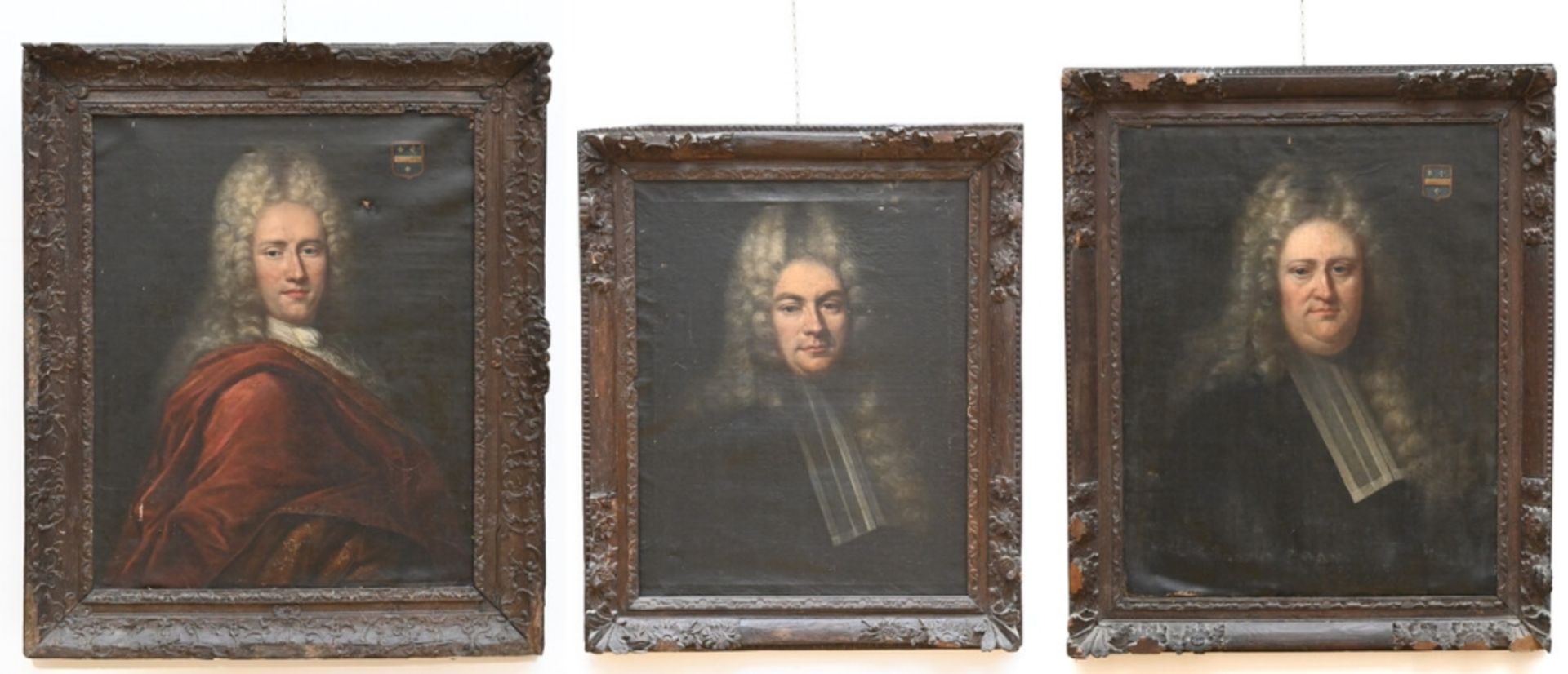 Collection of 3 portraits 'noblemen', 17th - 18th century 2x(80x66cm) (75x59cm) (*)