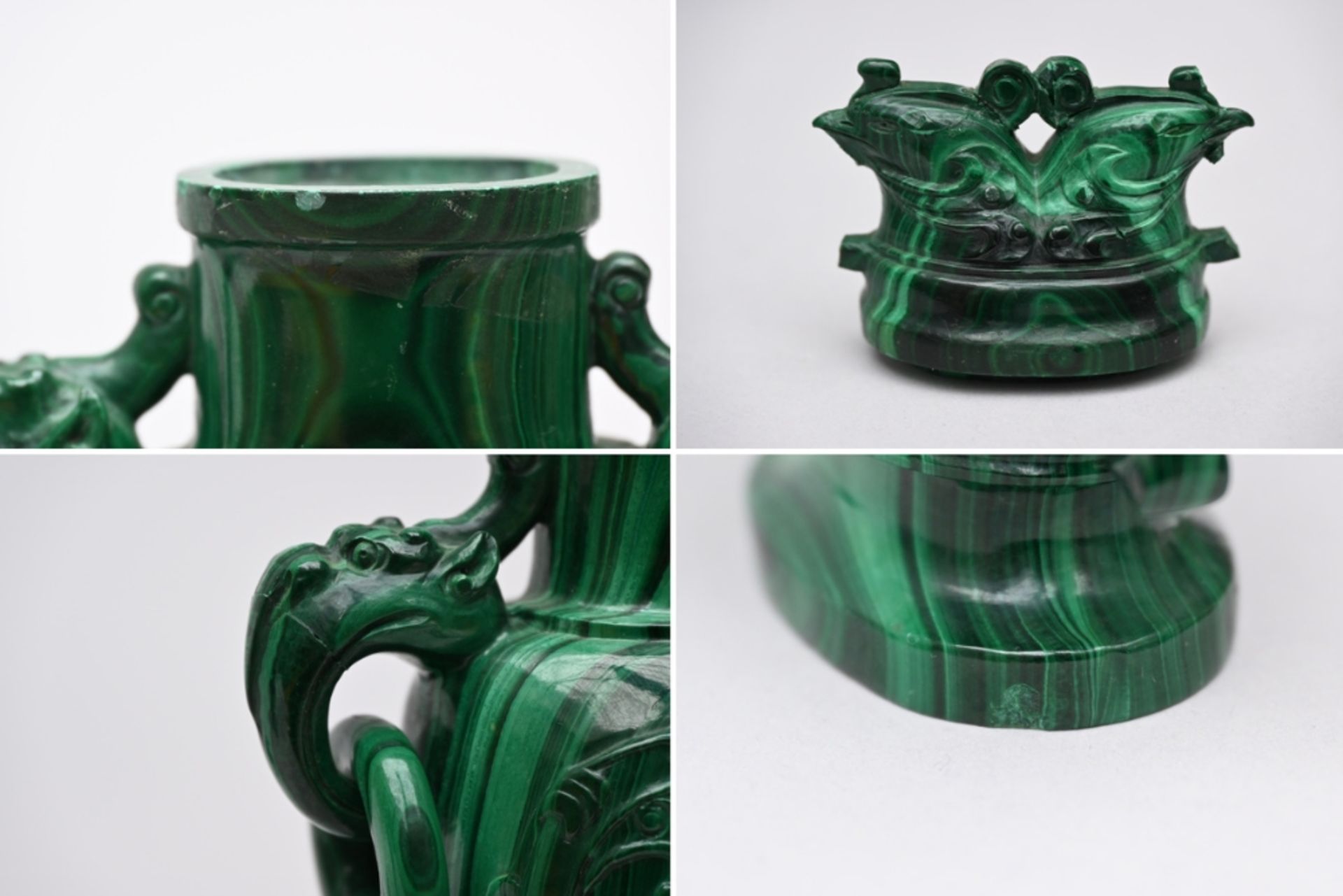 Chinese lapis lazuli vase and malachite vase (h16.5 - 18.5cm) (*) - Bild 6 aus 6