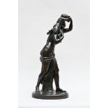 A bronze statue 'female nude with satyr', 19th century (h72cm)