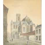 Jean Baptiste De Noter (1819): watercolor 'view of the Ghent Cathedral' (35x30cm) (*)