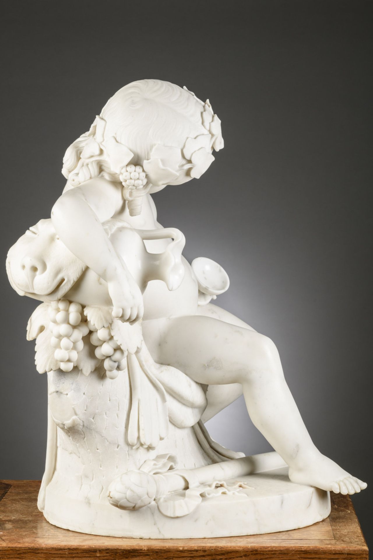 Carl Frederic Holbeck (fecit Romae 1850): a large marble statue 'Bacchus' (h72x46x53cm) - Image 5 of 7