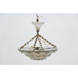 Rene Lalique: chandelier in glass, model 'Gaillon' (h43xdia45cm)