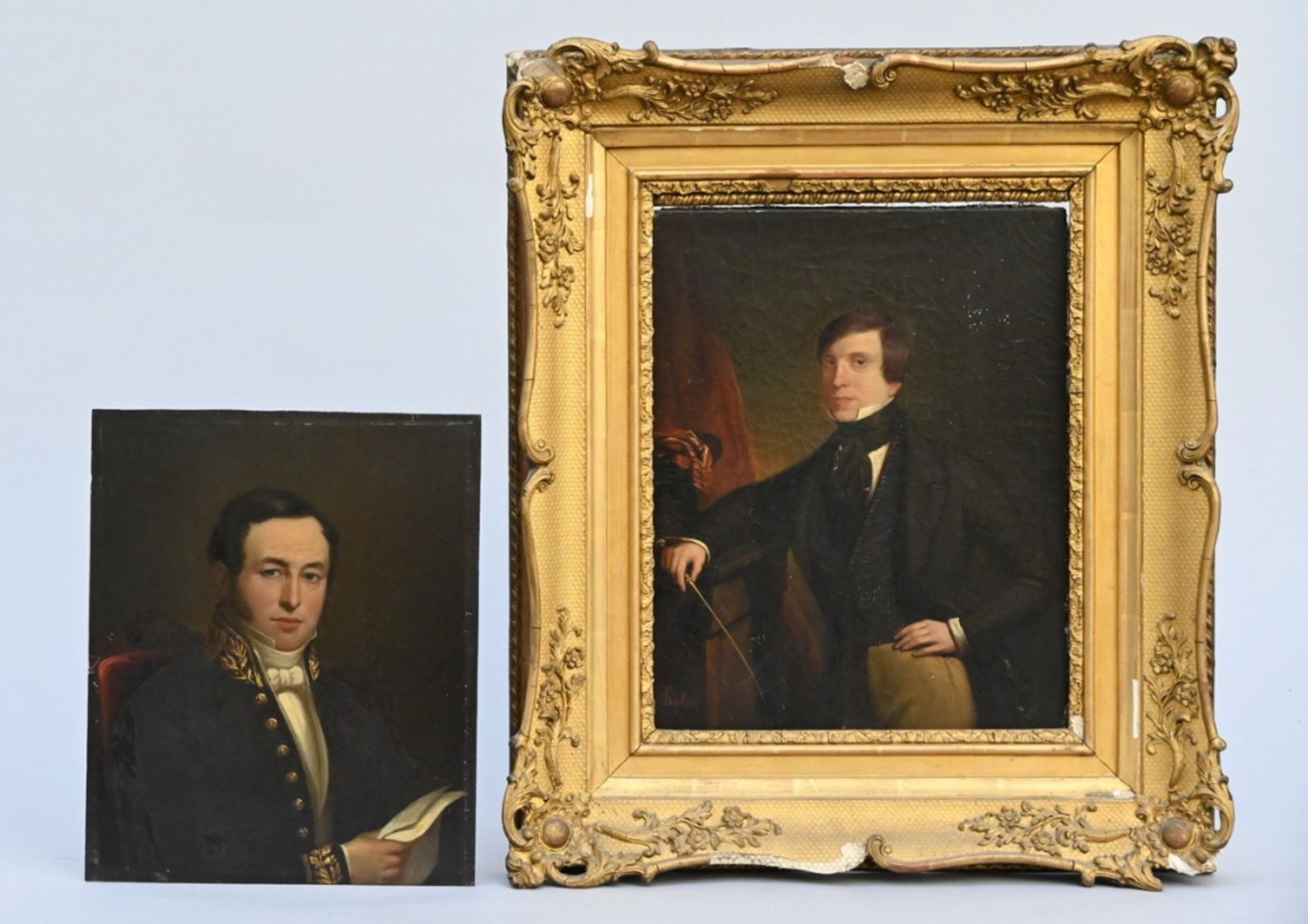 Lot: two paintings 'portraits of men', 19th century (41x33cm) (36x23) (*)