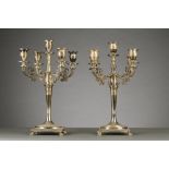A pair of silver five-armed candlesticks (44x24cm) (weight 3500gr)