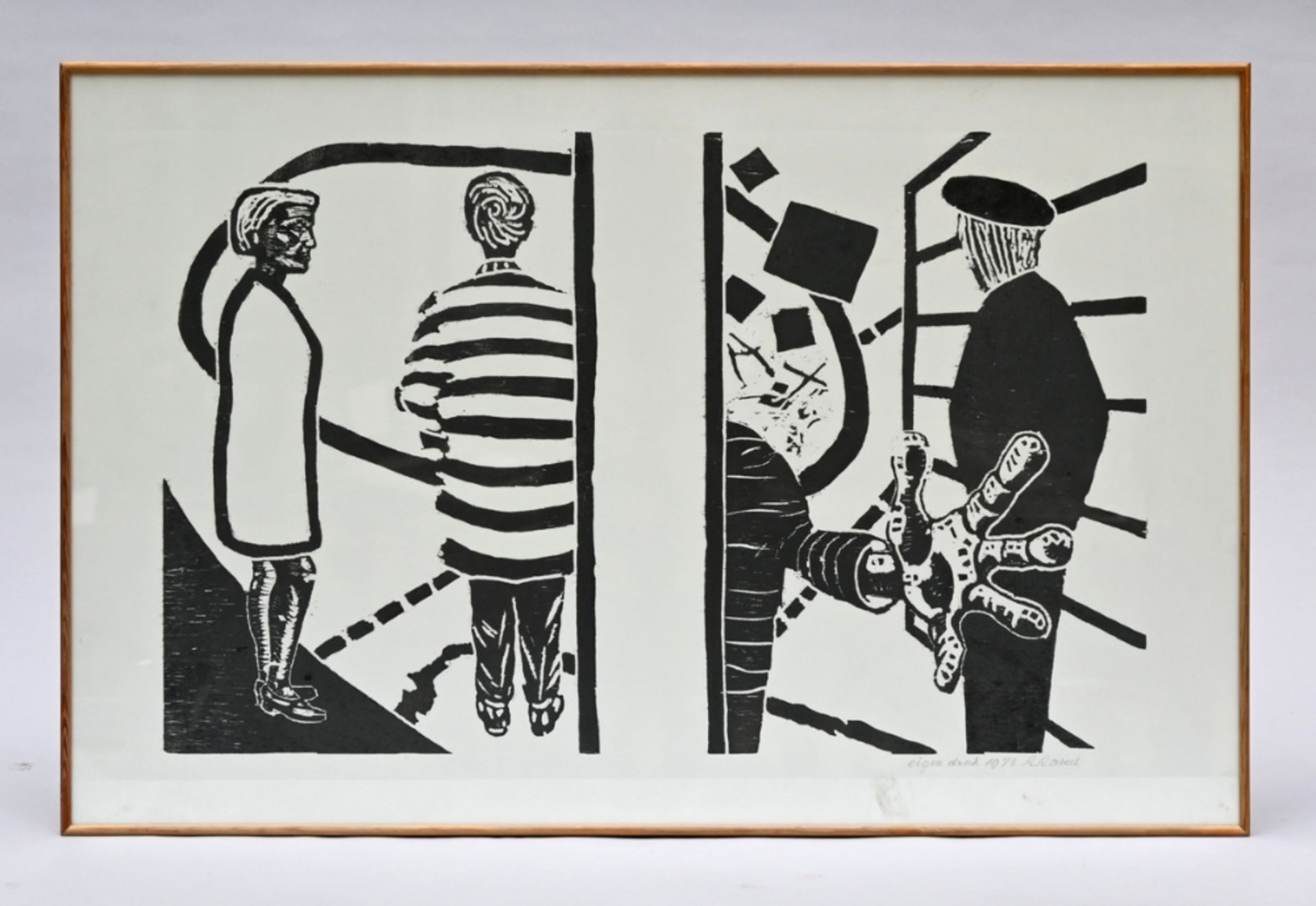 Roger Raveel 1983: woodcut 'own print' (63x97 cm) - Image 2 of 3