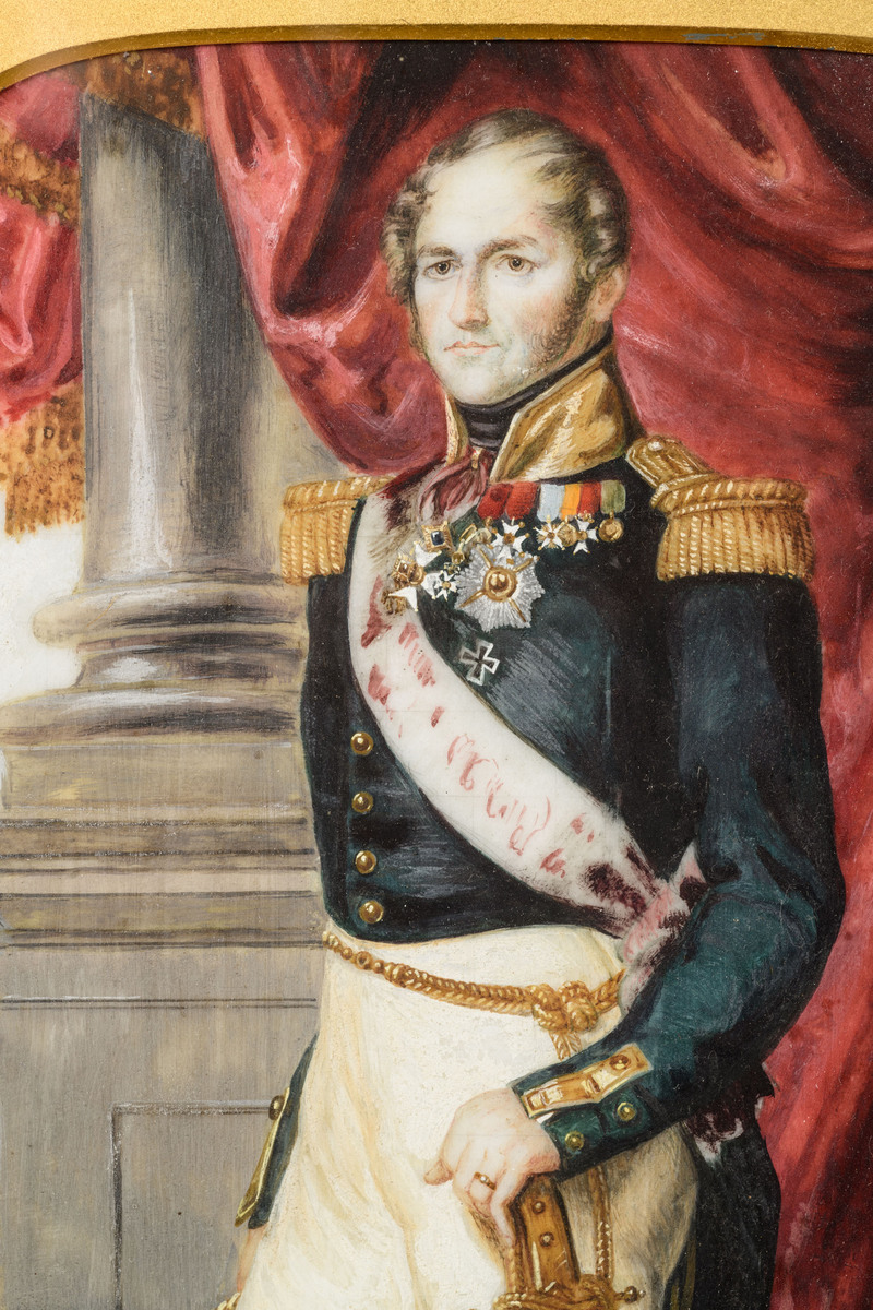 Alexandre de La Tour: painting on porcelain 'King Leopold I' (33x28cm with frame) - Image 4 of 4